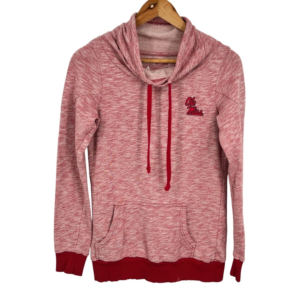 Antigua Ole Miss Rebels Cowl Neck Pullover Sweatshirt Red White Space Dye Size M